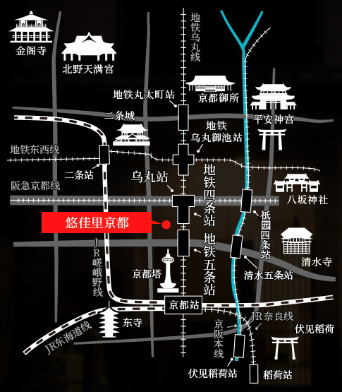 悠佳里京都旅馆 地图